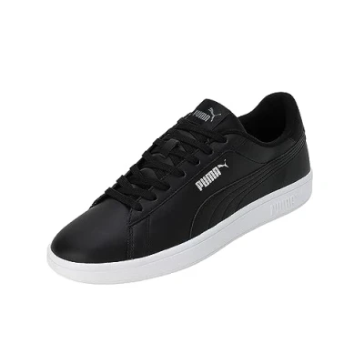 Image of Puma Smash 3.0 Unisex Trainers, Size: 6.5, Black/white Leather