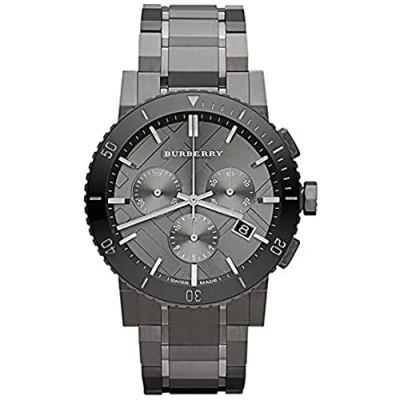 Image of BURBERRY Homme 42MM CHRONOGRAPHE GRIS Acier Bracelet &amp; BOITIER MONTRE BU9381