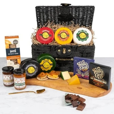Image of Luxury Cheese Hamper with Chutneys, Crackers and Chocolate 5 Artisan Truckles Gift Set Delivered Chilled