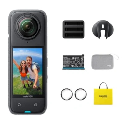 Image of Insta360 X4 Adventure Bundle 8K Waterproof 360 Action Camera, 4K Wide Angle Video, Invisible Selfie Stick, Removable Lens Guards, 135 Min Battery Life, AI Editing, Stabilization, for Sports, Travel