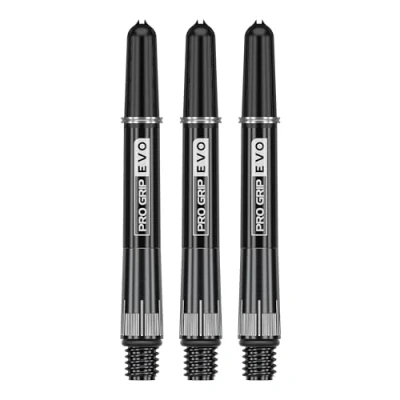 Image of TARGET Darts Raymond van Barneveld Pro Grip EVO Chrono Titanium Shafts, Set of 3 Professional Dart Accessories, Shaft Sets, Pack Length: Intermediate (42.7mm)