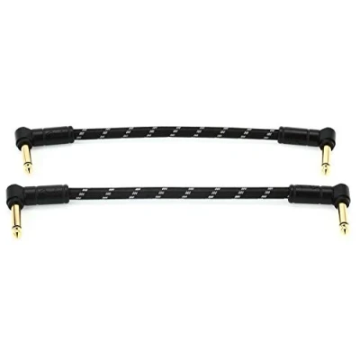 Image of Fender 990820087 Deluxe Serie Patch Cable 6 inch ANG/ANG Pack of 2 Black Tweed