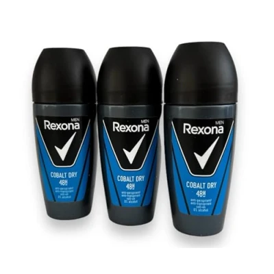 Image of 3 x Rexona men’s &quot;Cobalt Dry&quot; deo roll on 50 ml