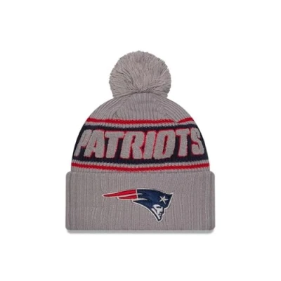 Image of New Era England Patriots NFL 2024 Sideline Sport Knit Grey Bobble Hat