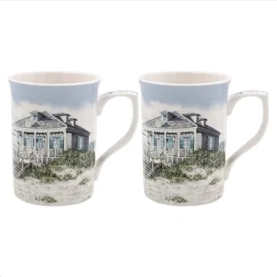 Image of The Leonardo Collection LP94809 Sea Breeze Mugs (Set of 2), Fine China, Boxed