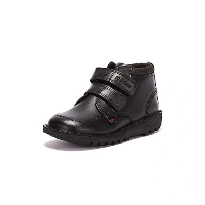 Image of Kickers Boys Kick Scuff Hi School Shoes, Black, 7 UK Child