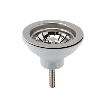 Image of 90mm Fireclay Kitchen Sink Basket Strainer Waste Chrome