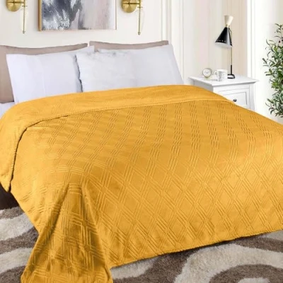 Image of Superior Fleece Diamond Fluffy Blanket, Decorative Blankets for Bedroom, Sofa, Fuzzy, Plush, Soft, Cute Room Decor, Beautiful Cover, Comfort Essentials, Alaska Collection, King, Gold