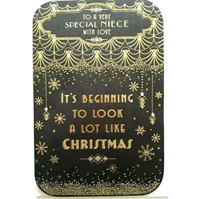 Image of Art Deco Special Niece Glittered Christmas Card