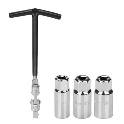 Image of Crozgan Black Spark Plug Tool Set Socket Wrench T Handle Removal Steel Spanner 16mm 18mm 21mm