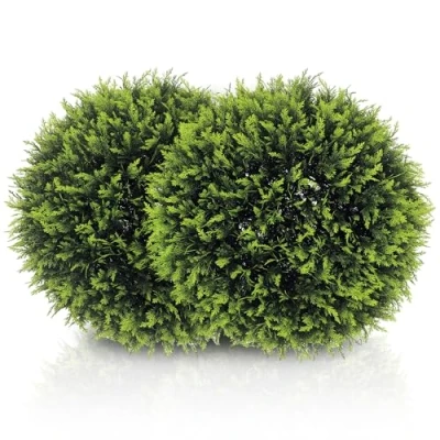 Image of HOMCOM Set of 2 Artificial Plant Topiary Balls, UV protected Fake Decorative Plants, Faux Plants for Home Indoor Outdoor Decor, 45cm, Green