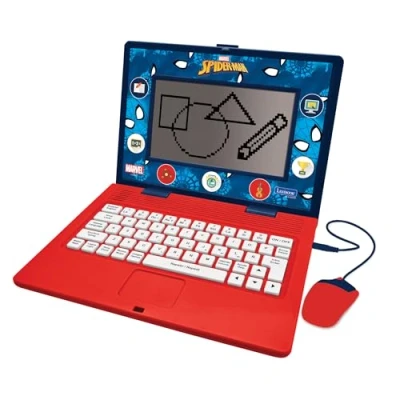 Image of Lexibook, Spider Man, Bilingual and Educational Laptop SPANISH/ENGLISH, Toy for Children, 170 Activities to Learn, Play Games Music, Large Screen, Blue/Red, JC599SPi2