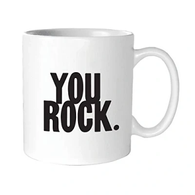 Image of Quotable White Ceramic Mug, 400 ml, You Rock, Microwave and Dishwasher Safe…