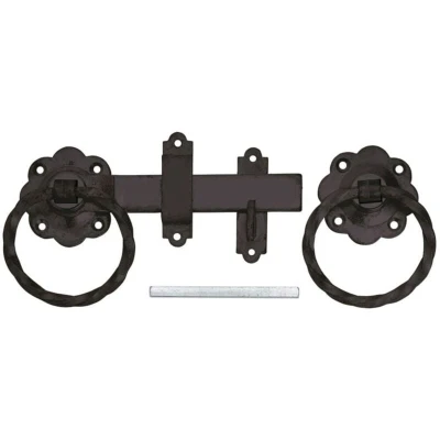 Image of Perry 151mm Twisted Ring Handle Gate Latch Set Black