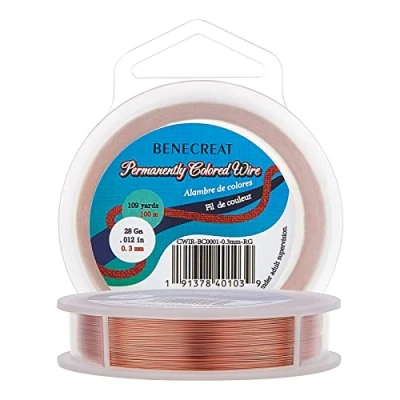 Image of BENECREAT 28Gauge(0.3mm) Tarnish Resistant Copper Wire Jewellery Beading Wire, 100M/109Yard