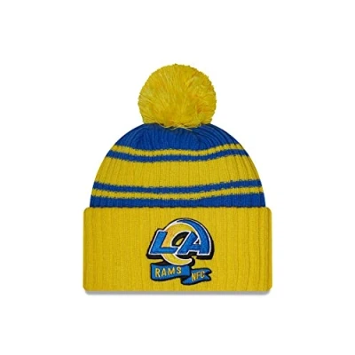 Image of New Era Los Angeles Rams NFL 2022 Sideline Sport Knit Yellow Blue Beanie One Size