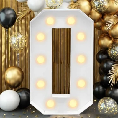 Image of Light Up Number, Giant LED 0 9 Numbers Lights Marquee for Party Wedding Birthday New Year Anniversary, Number 0, 120cm 4ft