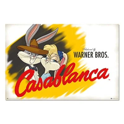Image of Grupo Erik Warner Bros. 100th Anniversary Casablanca Poster 36 x 24 inches / 91.5 61 cm Shipped Rolled Up Cool Posters Art &amp; Prints Wall