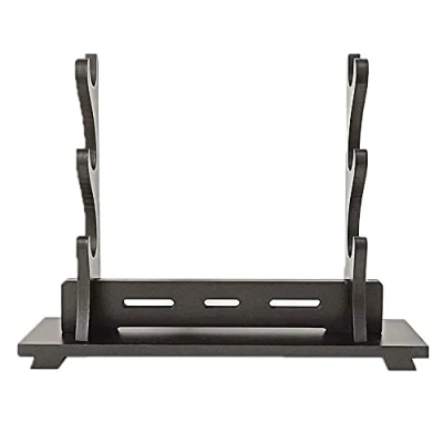 Image of Songying Sword Stand Katana Wood Wall Mount Holder, Gladiator Display Crusader Knife Weapon Holder,Black (3 Layer)