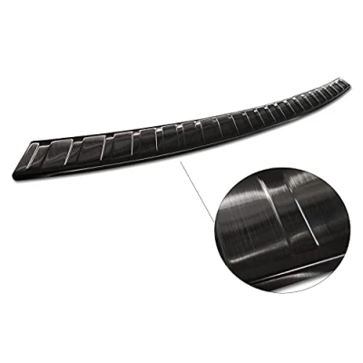 Image of Avisa Black Stainless Steel Rear bumper protector compatible with BMW iX3 (G08) 2020 &#039;Ribs&#039;