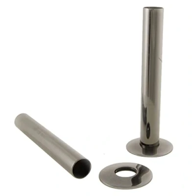 Image of NRG Radiator Pipe and Collars Sleeves 180mm Pipes Black Nickel