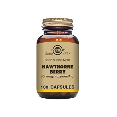 Image of Solgar Hawthorne Berry Vegetable Capsules Pack of 100 Powdered Extract Vegan, Vegetarian, Kosher