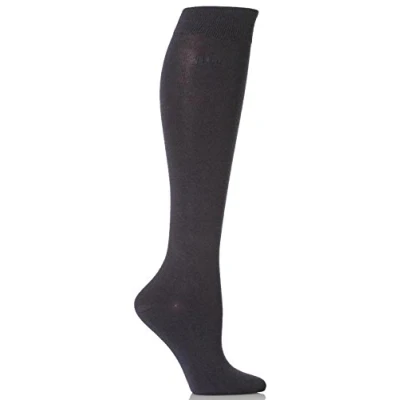 Image of Elle Ladies Plain Bamboo Socks Soft, Breathable &amp; Cooling Long Length Knee High in a 2 Pair Multipack Size 4 8 Colourful for Everyday Casual Wear Navy