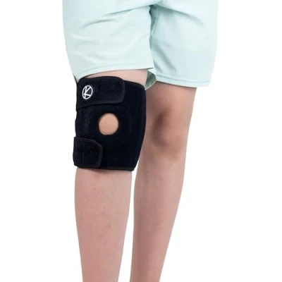 Image of KARM Kids Knee Support Brace Childs for Children Girls &amp; Boys Osgood Schlatter Arthritis Pain Conditions Sports Adjustable Compression (Black)