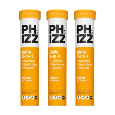 Image of Phizz Electrolytes, Multivitamin &amp; Hydration Tablets 60 Effervescent Rehydration Electrolyte 18 Vitamins Minerals, Vitamin C, Vegan, Vegetarian Low Calorie