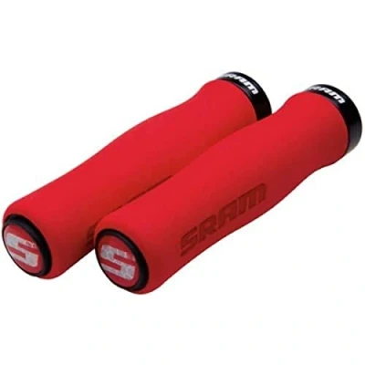 Image of Sram MTB Locking Grips Contour Foam with Single Black Clamp and End Plugs 129 mm Red