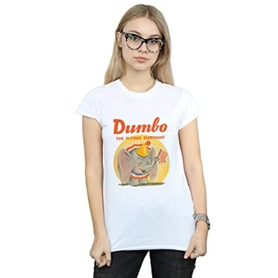 Image of Disney Women&#039;s Dumbo Flying Elephant T Shirt White Large