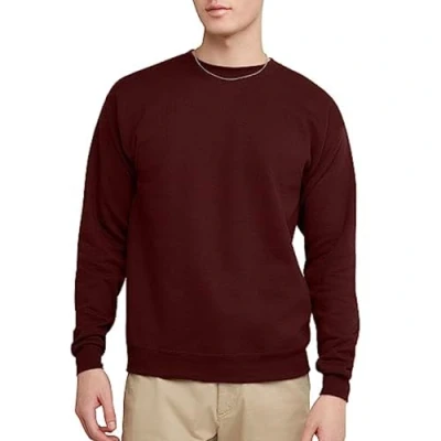 Image of Hanes Mens EcoSmart Fleece Sweatshirt, Cotton Blend Pullover, Crewneck Sweatshirt for Men, Mulled Berry 1 Pack, L