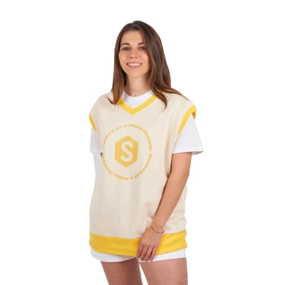 Image of Superb Womens Sudadera Sin Mangas BeHappy Sweatshirt Yellow Cotton Size Large