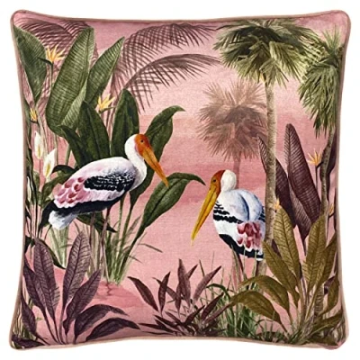 Image of Paoletti Platalea Feather Filled Cushion, Polyester, Cotton, Pink