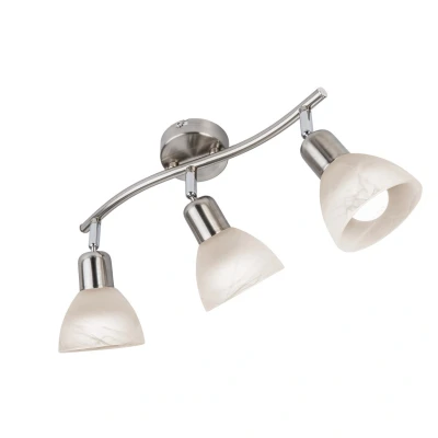 Image of Daytona Ceiling Spotlight Bar Nickel Matt Satined Glass Shade 3x E14 3000K