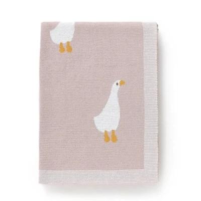 Image of DovFanny Baby Blanket 100% Cotton Knitted Soft for Newbron with Lovely Zebra, 100 x 80cm (pink goose)