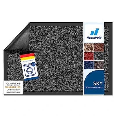 Image of Rhine Dirt Trapper Mat, Absorbent Machine Washable Doormat with Non Slip Backing, Indoor &amp; Outdoor Front Door Mat Barrier Entrance (Anthracite (Mottled), 40 cm x 60 cm)