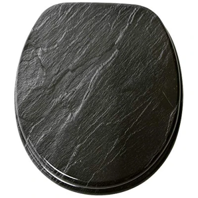 Image of Sanilo Toilet Seat, Wide Choice of Black Seats, Stable Hinges, Easy to Mount (Granite)