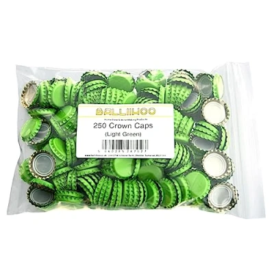 Image of BALLIIHOO Pack of 250 Crown Bottle Caps Light Green
