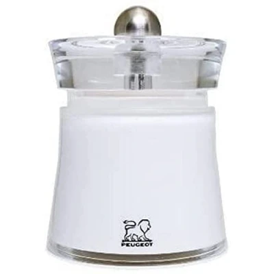 Image of Peugeot Bali 8 cm Salt Mill Classic Grind System Acrylic Lifetime Guaranteed Mechanism Made in France White Colour