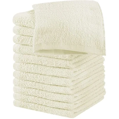 Image of Utopia Towels Cotton Washcloths Set 100% Ring Spun Cotton, Premium Quality Flannel Face Cloths, Highly Absorbent and Soft Feel Fingertip (12 Pack, Ivory)