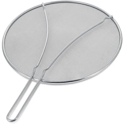 Image of Splatter Screen for Frying Pan Metal Grease Guard, Non Stick Extra Fine Mesh Weave Cooking &amp; Silver 29cm