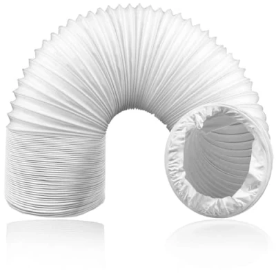 Image of SPARES2GO Air Conditioning Duct Hose PVC Flexible Vent Pipe Universal (6&quot; x 3 Metres, White)