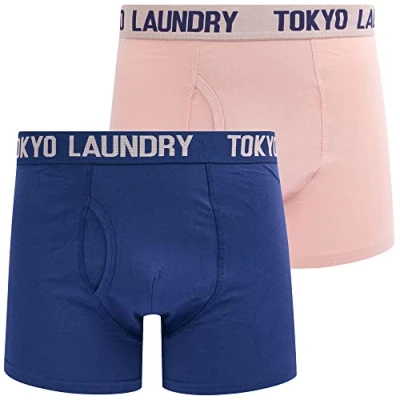 Image of Tokyo Laundry Men&#039;s Saxen (2 Pack) Boxer Shorts Set Coral Cloud/Deep Cobalt S