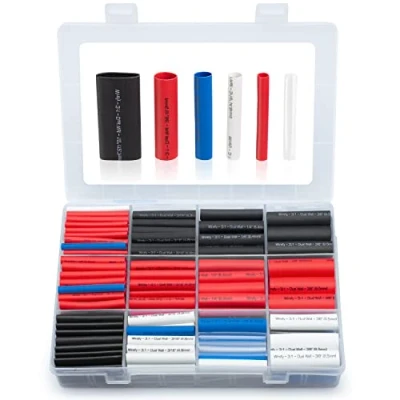 Image of Wirefy Heat Shrink Tubing Kit 3:1 Ratio Adhesive Lined, Marine Grade Wrap Automotive Industrial Black, Red, White, Clear, Blue 275 PCS