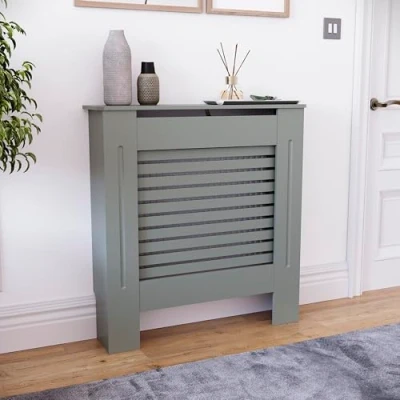 Image of Vida Designs Milton Radiator Cover Grey Traditional Painted MDF Cabinet, Small (H: 82 / W: 78 D: 19 cm)