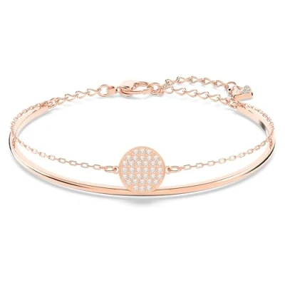 Image of Swarovski Ginger bangle, White, Rose gold tone plated