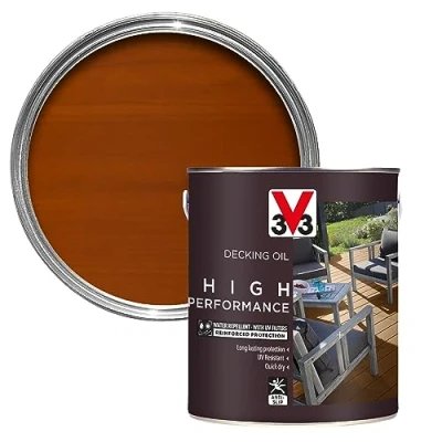 Image of V33 High Performance Decking Oil Teak 2.5L Anti slip Water repellent UV resistant Quick dry Long lasting protection