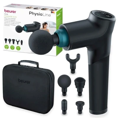 Image of Beurer MG185 Massage Gun, Deep Tissue Massager with 5 Attachments, Delivers a Powerful Trigger Point to Relieve Tension, Handheld 9 Intensity Levels, Rechargeable Battery