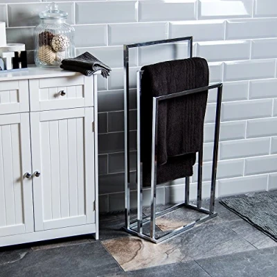 Image of Bath Vida 3 Tier Towel Holder Freestanding Bathroom Rail Rack, Metal, Chrome